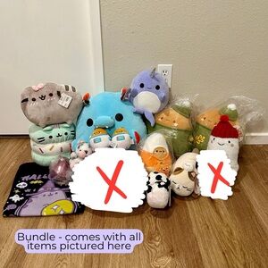 Large plushie bundle — Smoko Tayto, pusheen the cat, snackles and animal plush